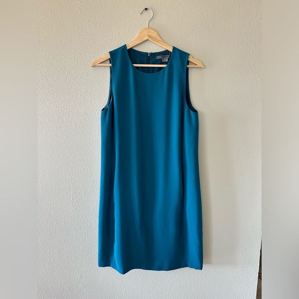 Vince Teal Mini Sheath Dress with Pockets Size 8